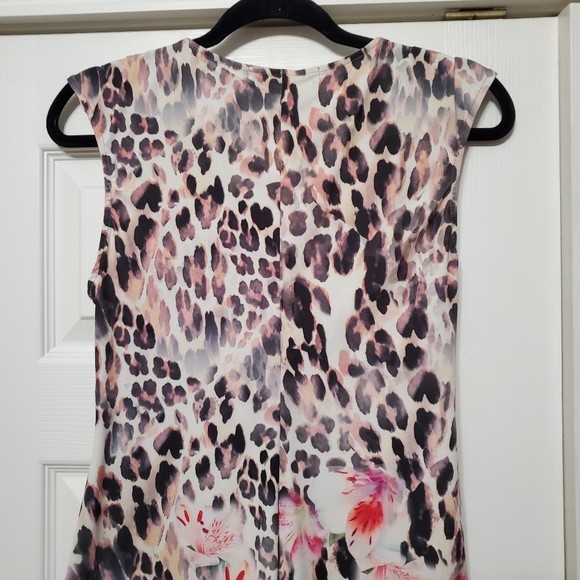 Boston Proper sleeveless v neck hi low handkerchief cut in front animal print S - Picture 11 of 14